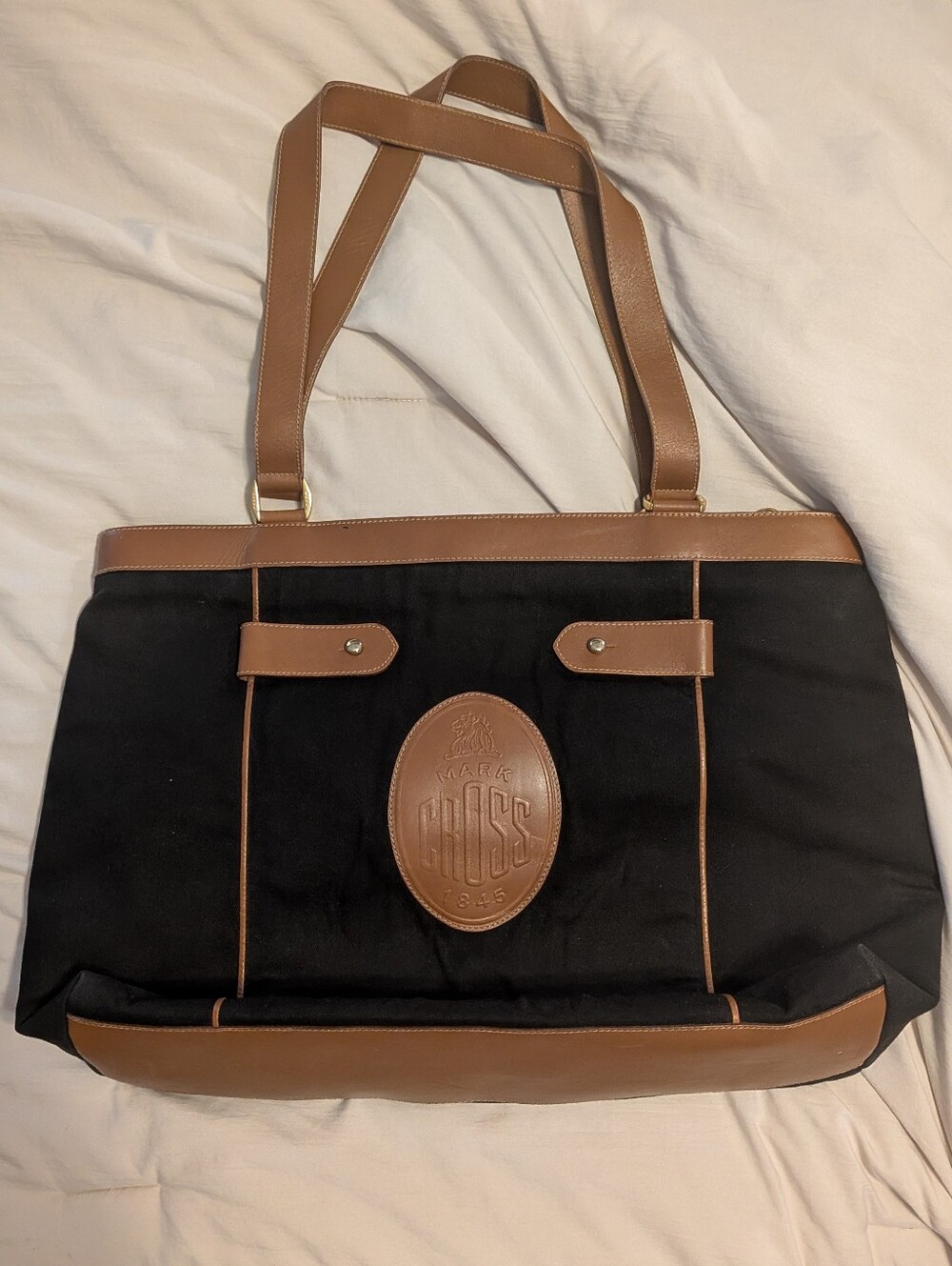 Mark Cross 1845 Canvas And Leather Tote Bag, Made In Italy